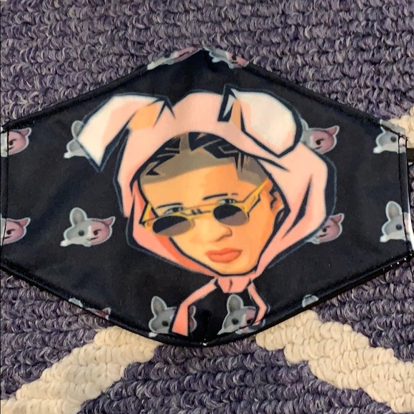New 2 pack Bad Bunny handmade face mask - Picture 2 of 3